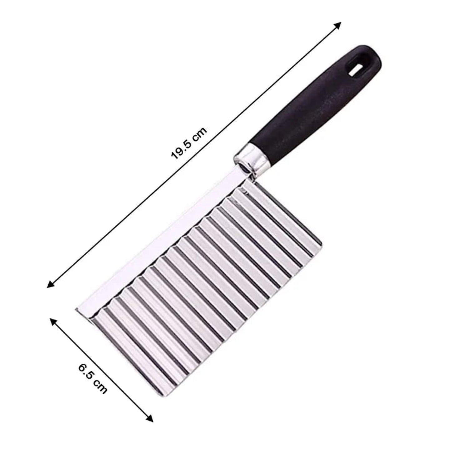 KLICKKART Stainless Steel Crinkle Cut Knife – Wavy Vegetable & Potato Cutter for French Fries, Salad & Fruit Slicing