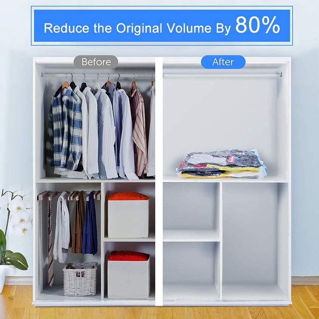 KLICKKART Vacuum Storage Bags With Suction Pump Shirt Clips - Vacuum Bags - Big Capacity Vacuum Seal Bags For Travel Clothes Blankets Pillows Compression Bags Space Saver Vacuum Storage Bags (5 Pcs Set)