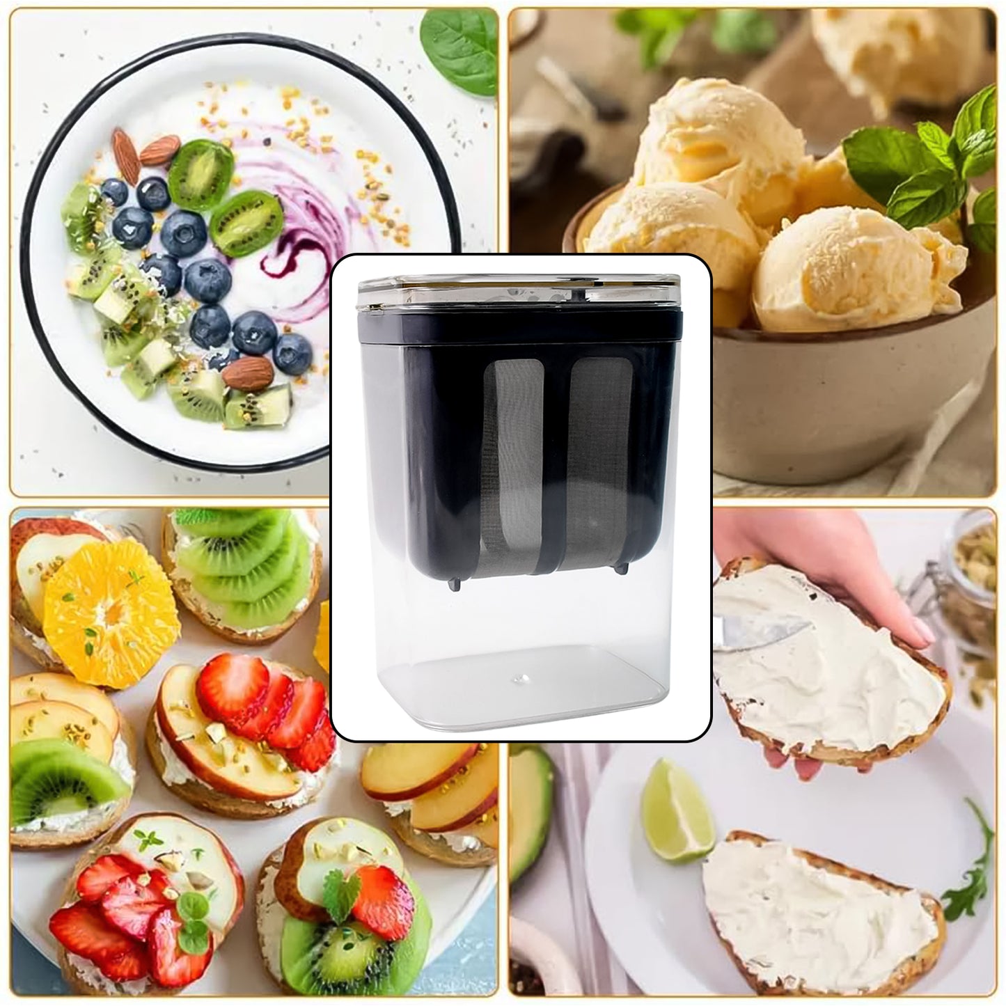 KLICKKART 2 In 1 Multifunctional Yogurt Strainer With Storage Container 1100 Ml (1 Set)