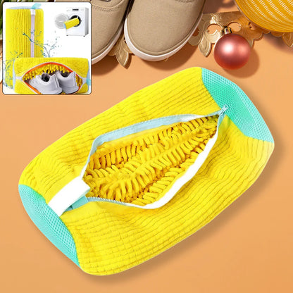 KLICKKART Shoe Cleaning Mop Cover with Microfiber Chenille Lining &amp; Zipper – Reusable Washable Shoe Scrubber Bag for Washing Machine &amp; Hand Cleaning (1 Pc)