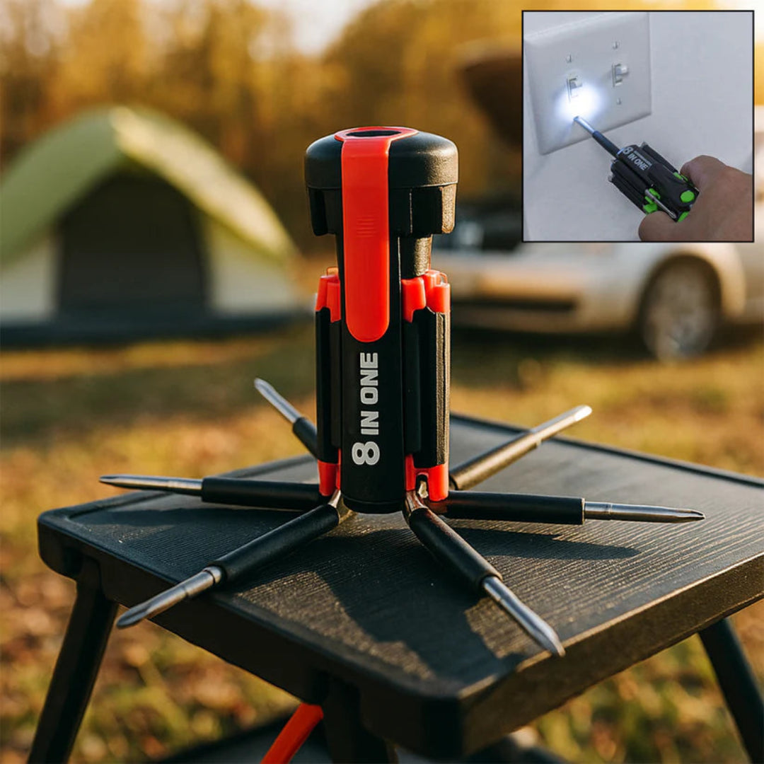 KLICKKART 8 In 1 Multi-function Screwdriver Kit With Led Portable Torch