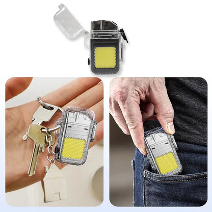 Usb Rechargeable Electric Lighter 3 Modes Cob Flashlight (1 Pc)