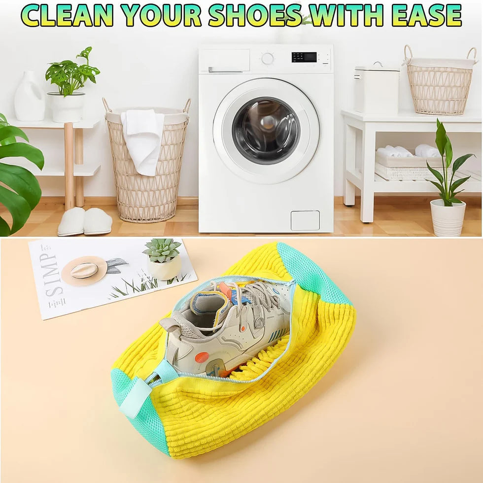 KLICKKART Shoe Cleaning Mop Cover with Microfiber Chenille Lining &amp; Zipper – Reusable Washable Shoe Scrubber Bag for Washing Machine &amp; Hand Cleaning (1 Pc)