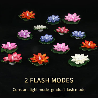 KLICKKART Water Floating Smokeless Candles  Lotus Flowers Sensor Led Tealight For Outdoor And Indoor Decoration - (Pack Of 6)