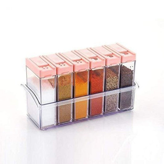 KLICKKART Plastic Spice Jars (6 Pcs 14x22x8cm Multicolour)