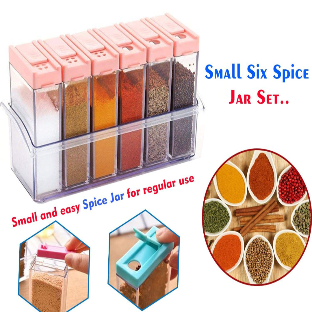 KLICKKART Plastic Spice Jars (6 Pcs 14x22x8cm Multicolour)