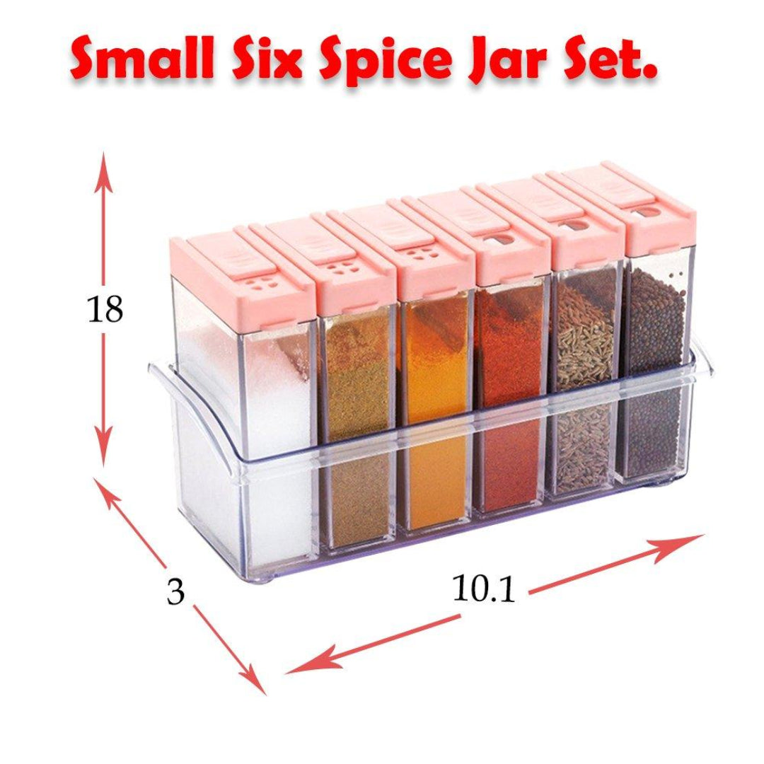 KLICKKART Plastic Spice Jars (6 Pcs 14x22x8cm Multicolour)