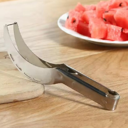 KLICKKART 3 in 1 Stainless Steel Watermelon Cantaloupe Slicer Knife Corer Fruit Vegetable Tools Kitchen (1 Pc)
