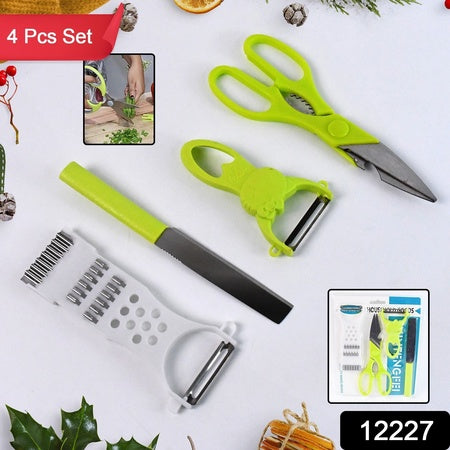 KLICKKART 4-piece Kitchen Cutting Set Scissors Peeler Grater  Slicer And Knife
