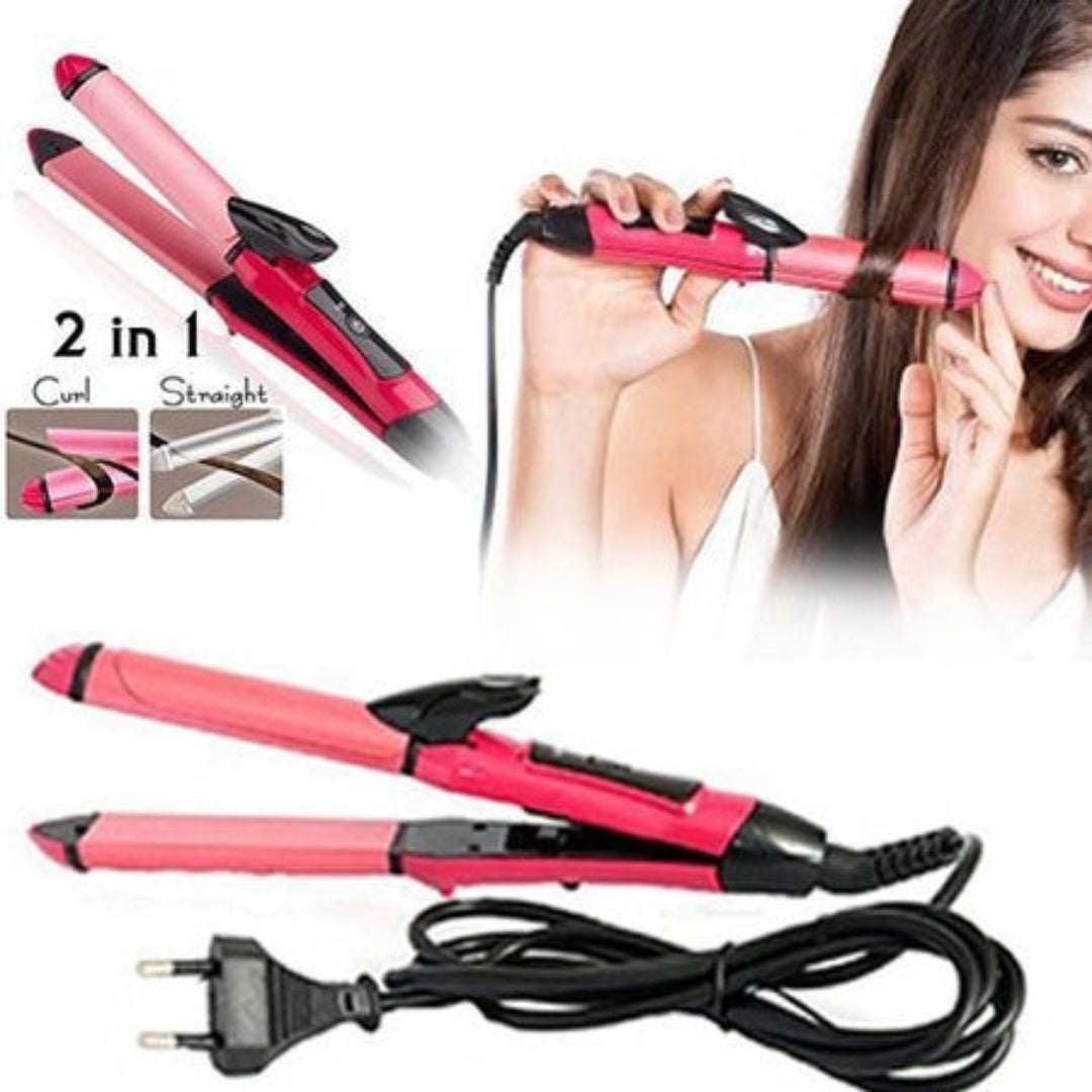 KLICKKART 2 In 1 Hair Straightener And Curler Machine For Women  Curl  Straight Hair Iron