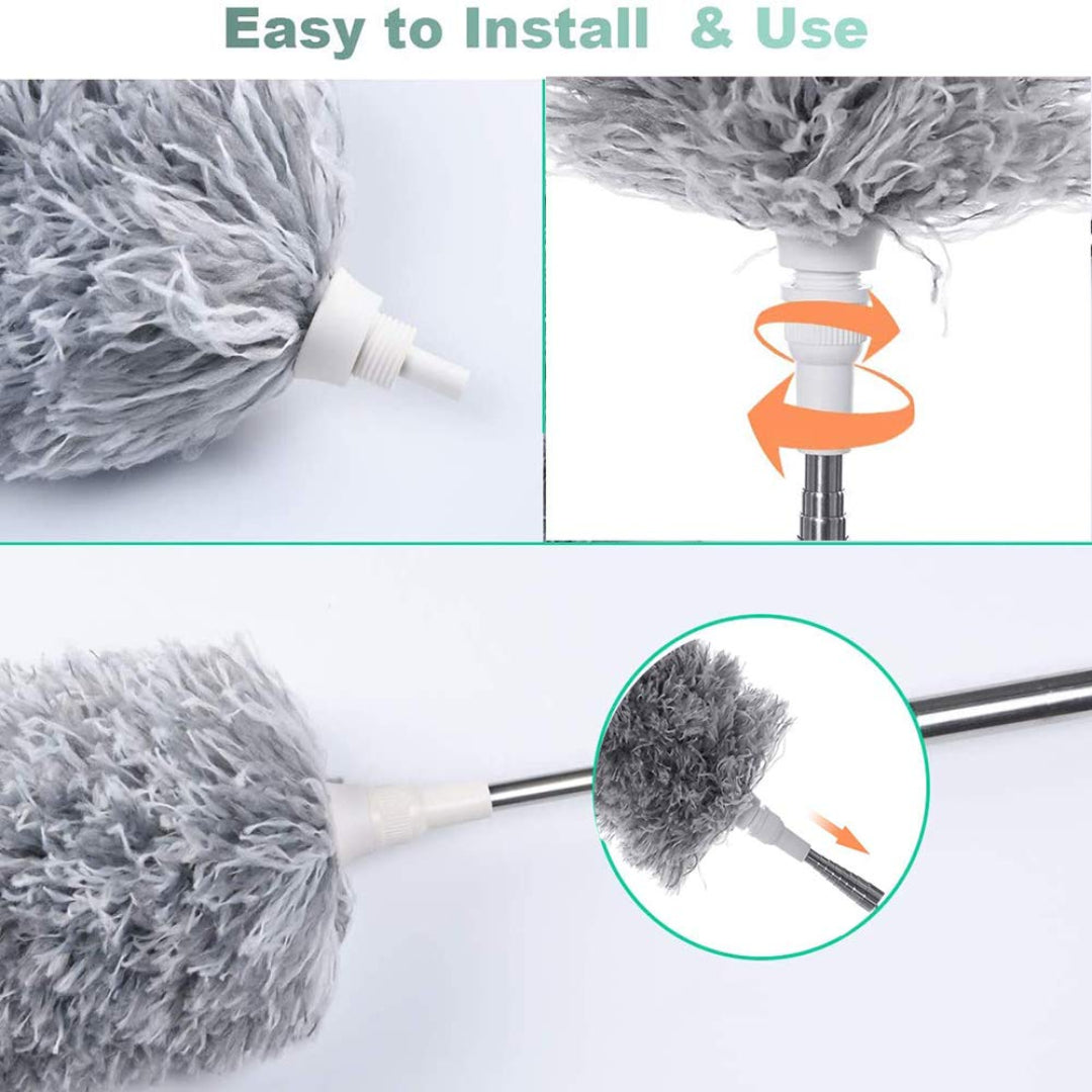 Microfiber Dusters For Cleaning Telescoping Feather Duster With 100 Inches Extendable Handle Pole Dusting Cleaning Tools For Cleaning High Ceiling Ceiling Fan Blinds Cobwebs Furniture Cars