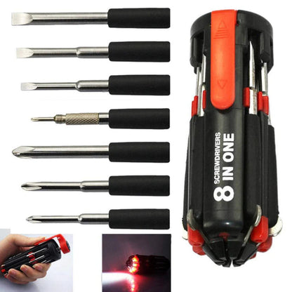 KLICKKART 8 In 1 Multi-function Screwdriver Kit With Led Portable Torch