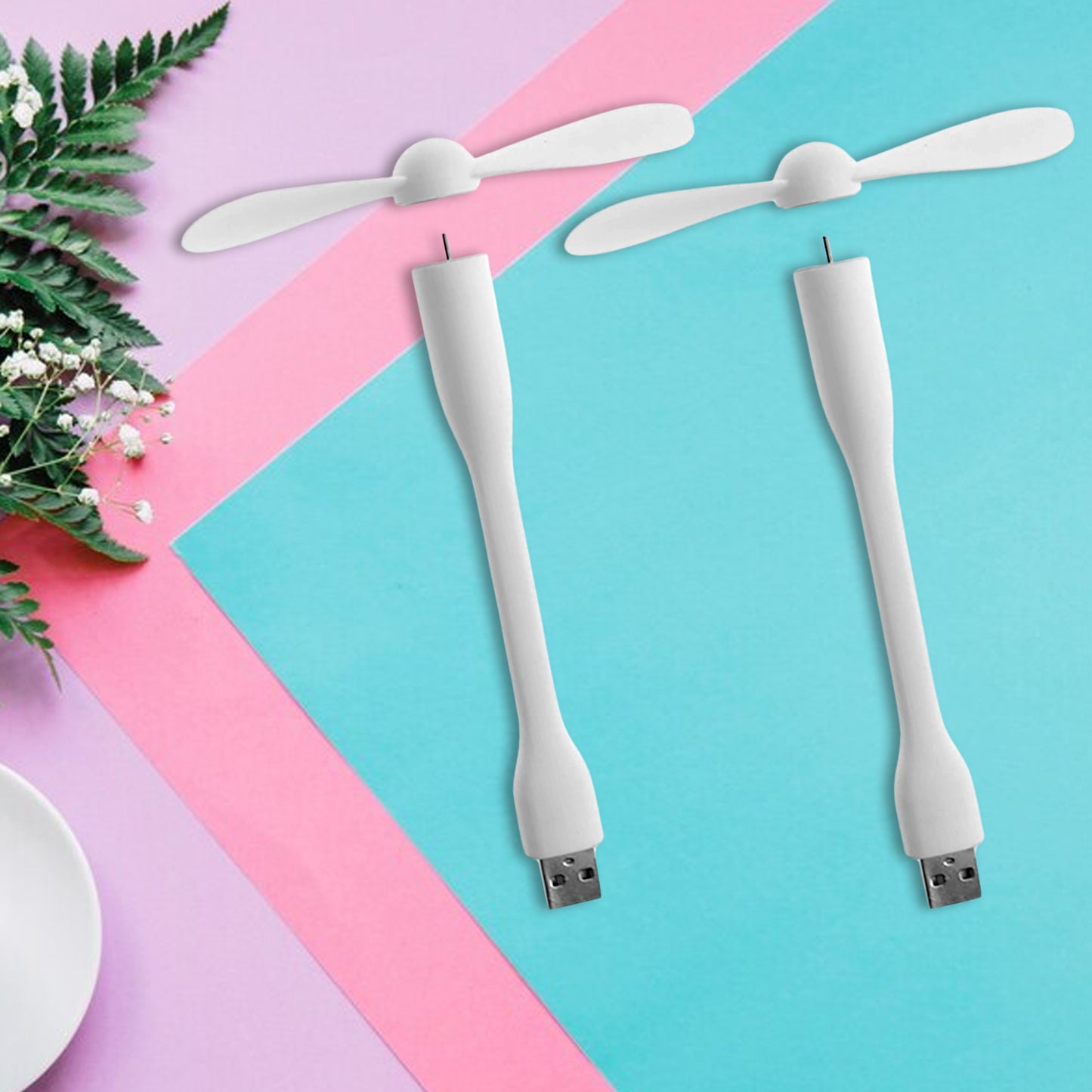 KLICKKART Portable Mini Usb Fan - Usb Light - Usb 3 Hub Port Combo