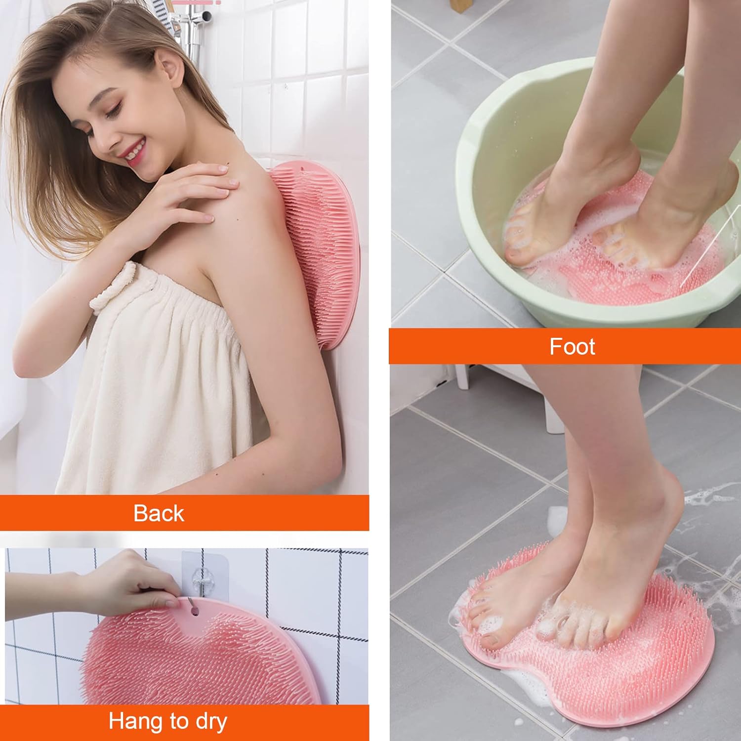Silicone Bath Massage Cushion With Suction Cup Shower Foot Scubber Brush Foot Bath Mat Scrubber Anti-slip Exfoliating Dead Skin Massage Pad Lazy Wash Feet Bathroom Mat
