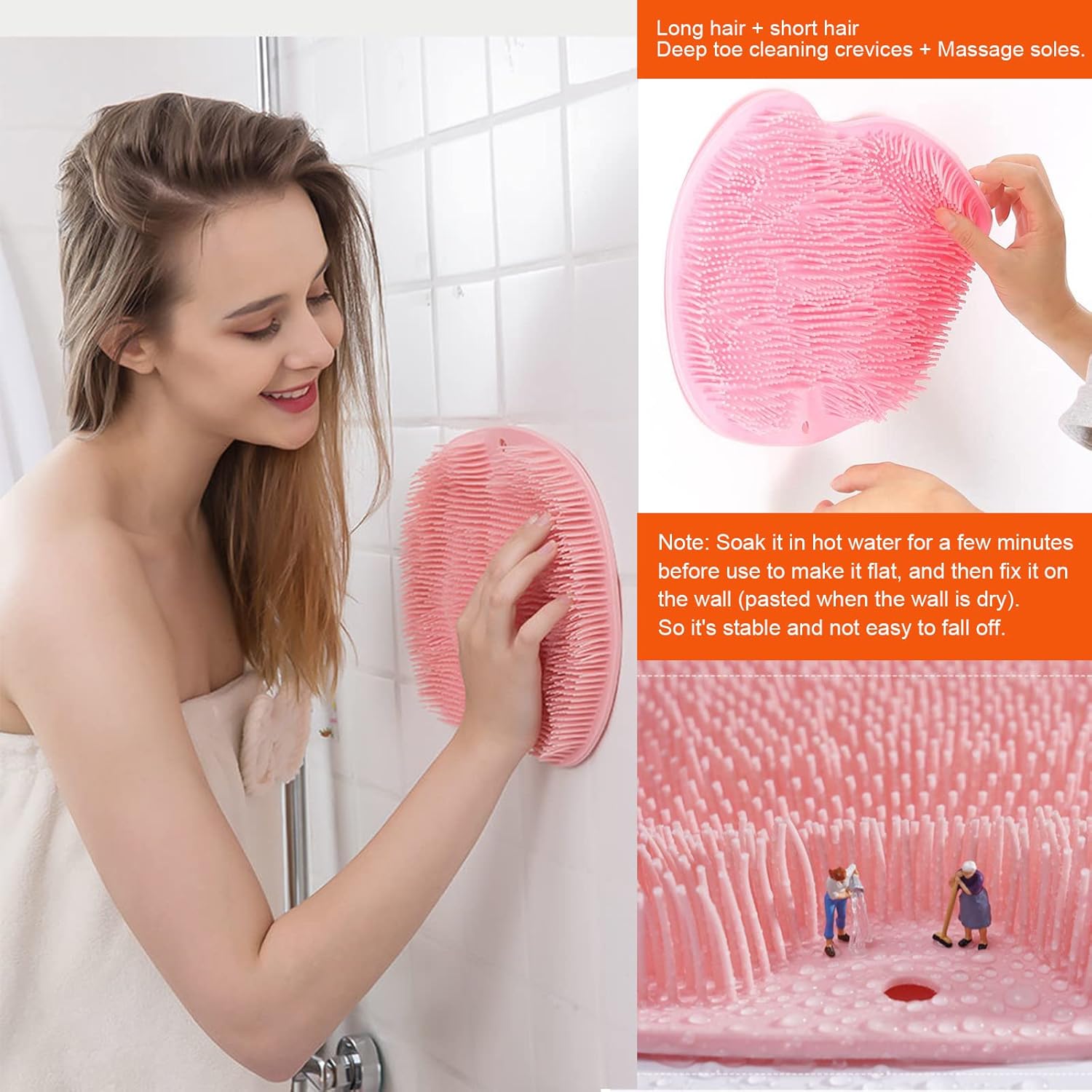 Silicone Bath Massage Cushion With Suction Cup Shower Foot Scubber Brush Foot Bath Mat Scrubber Anti-slip Exfoliating Dead Skin Massage Pad Lazy Wash Feet Bathroom Mat