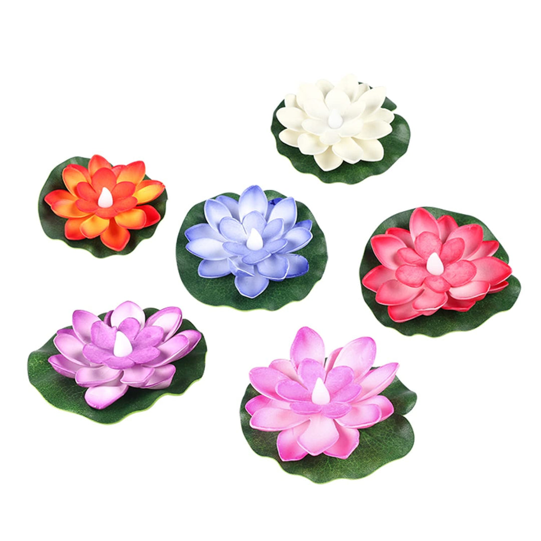 KLICKKART Water Floating Smokeless Candles  Lotus Flowers Sensor Led Tealight For Outdoor And Indoor Decoration - (Pack Of 6)