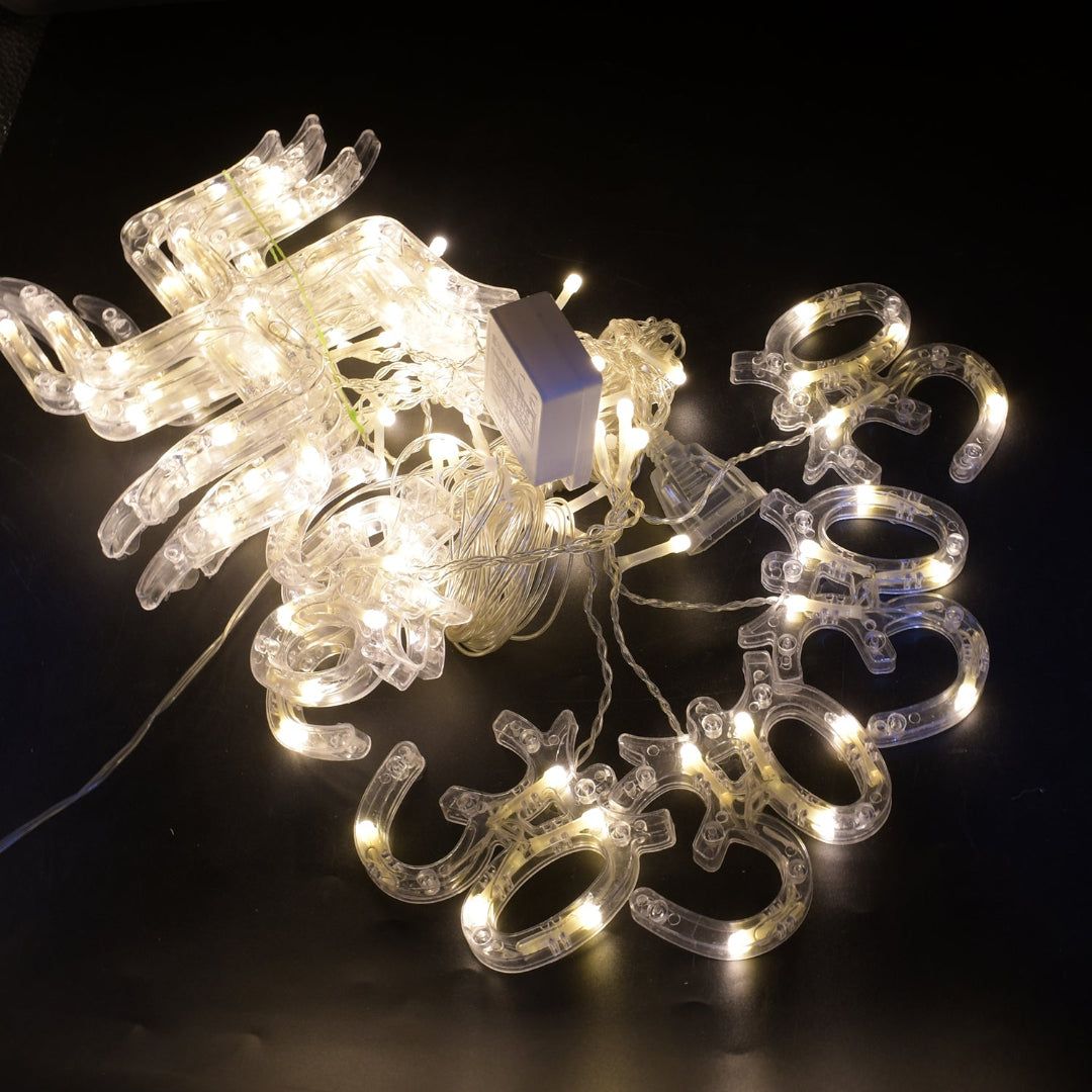 KLICKKART Swastik Om Curtain Decorative Lights String Lights With 12 Hanging Props 138 Led Diwali