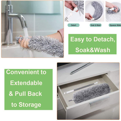 Microfiber Dusters For Cleaning Telescoping Feather Duster With 100 Inches Extendable Handle Pole Dusting Cleaning Tools For Cleaning High Ceiling Ceiling Fan Blinds Cobwebs Furniture Cars