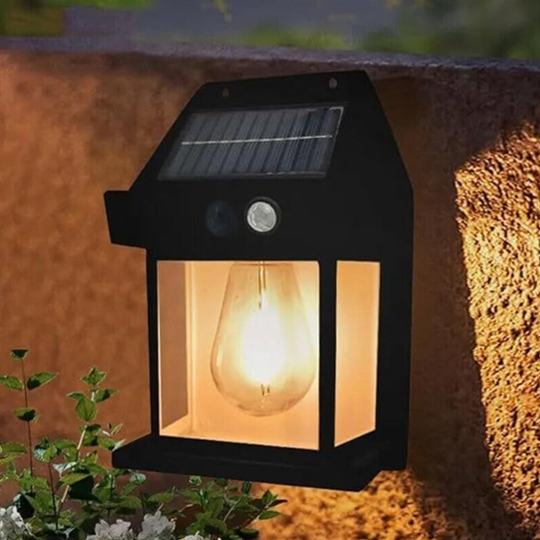 KLICKKART Solar Wall Lights  Lamp Outdoor Wireless Dusk To Dawn Porch Lights Fixture Solar Wall Lantern With 3 Modes  Motion Sensor Waterproof Exterior Lighting With Clear Panel (1 Pc )