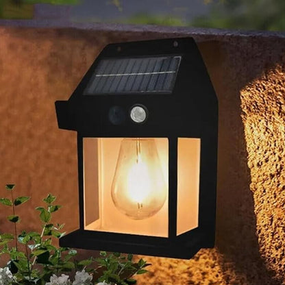 KLICKKART Solar Wall Lights  Lamp Outdoor Wireless Dusk To Dawn Porch Lights Fixture Solar Wall Lantern With 3 Modes  Motion Sensor Waterproof Exterior Lighting With Clear Panel (1 Pc )