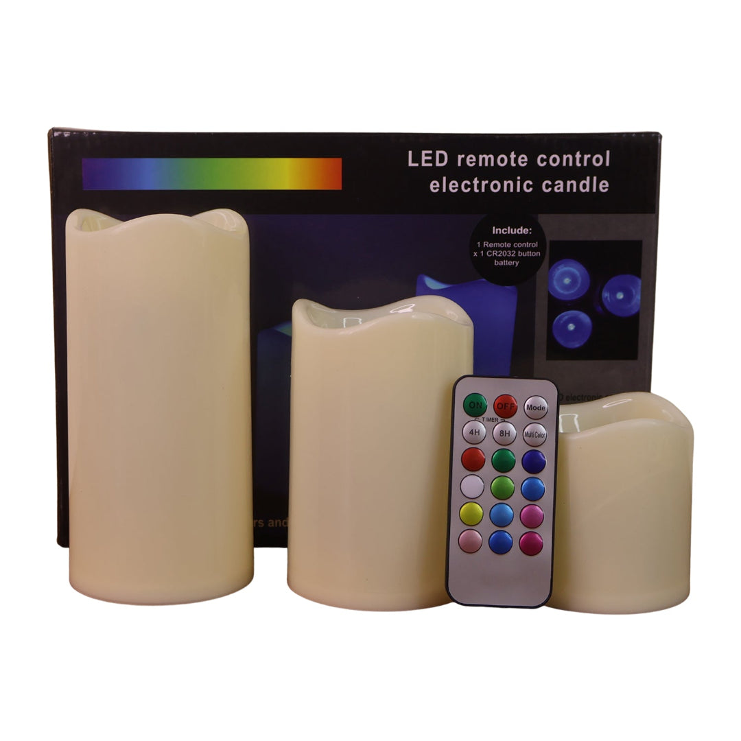 KLICKKART Premium 3 Piece Led Flameless Candle Set With Remote Control