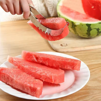 KLICKKART 3 in 1 Stainless Steel Watermelon Cantaloupe Slicer Knife Corer Fruit Vegetable Tools Kitchen (1 Pc)