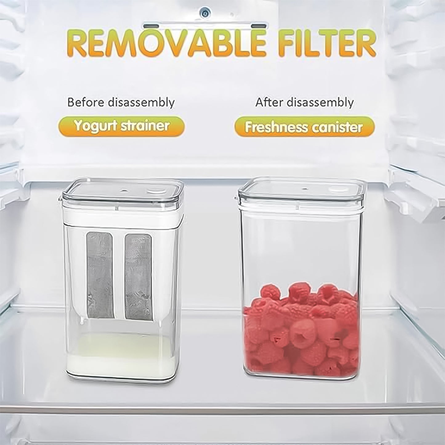 KLICKKART 2 In 1 Multifunctional Yogurt Strainer With Storage Container  1100 Ml (1 Set)