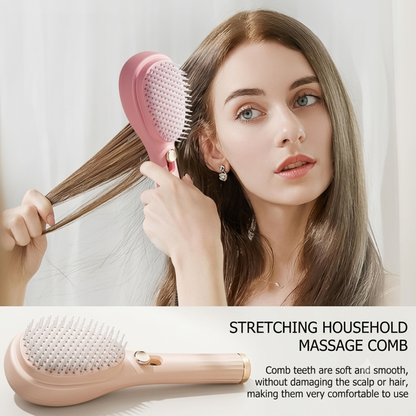 KLICKKART Self-Cleaning Anti-Static Massage Hair Brush – 2-in-1 Scalp Massager & 3D Air Cushion Hairbrush with One-Click Hair Removal for Women (1 Pc)