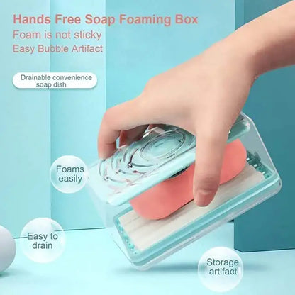 2-in-1 Portable Soap Dish  Soap Dispenser With Roller And Drain Holes Multifunctional Soap Holder Foaming Soap Bar Box For Home Kitchen Bathroom