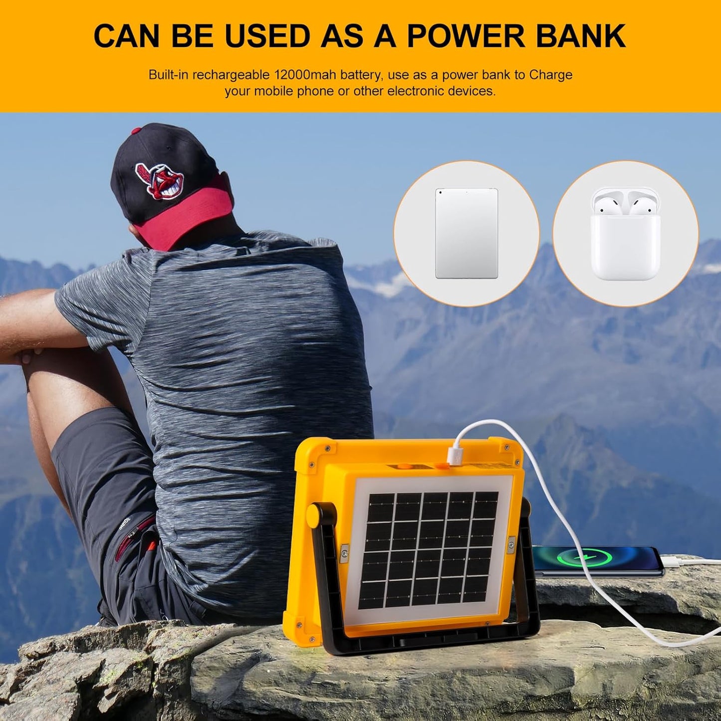 KLICKKART High-brightness Solar Led Flood Light With Power Bank (1 Pc)