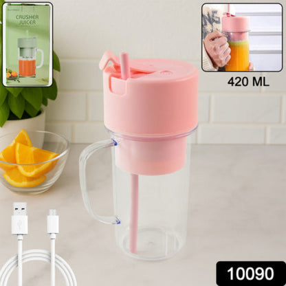 KLICKKART Portable Crusher Juicer With Handle  Straw Usb Rechargeable 6 Blades (420 Ml)