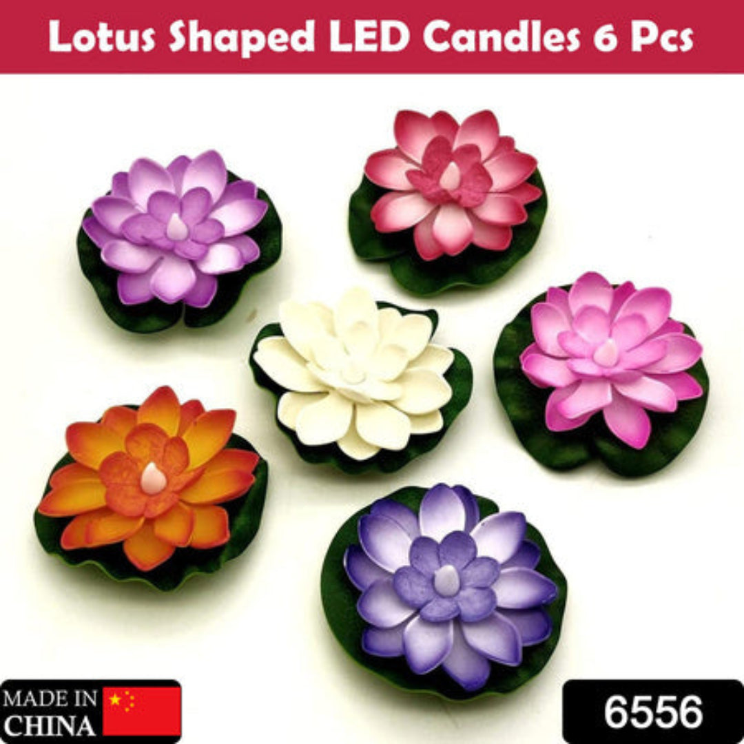 KLICKKART Water Floating Smokeless Candles  Lotus Flowers Sensor Led Tealight For Outdoor And Indoor Decoration - (Pack Of 6)