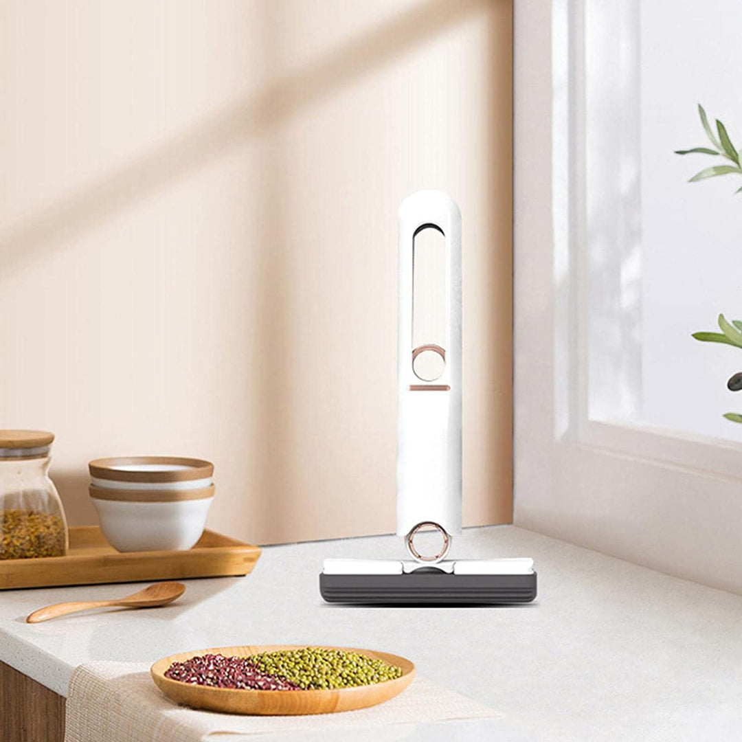 KLICKKART Portable Self-squeeze Short Mop Mini Hand Wash-free Strong Absorbent Mop With 1 Cotton Head Cleaning Sponge For Bathroom Kitchens Table