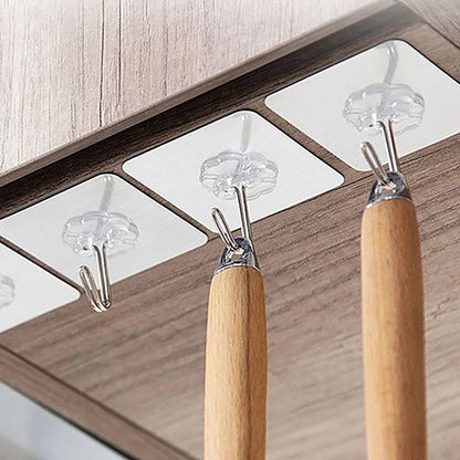 KLICKKART Multipurpose Strong Small Stainless Steel Adhesive Wall Hooks (Pack of 12pcs)