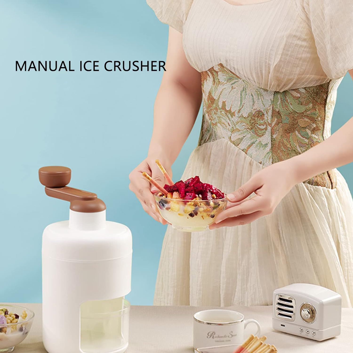 KLICKKART Portable Gola Maker Ice Crusher And Shaved Ice Machine Hand Shaved Household Ice Machine