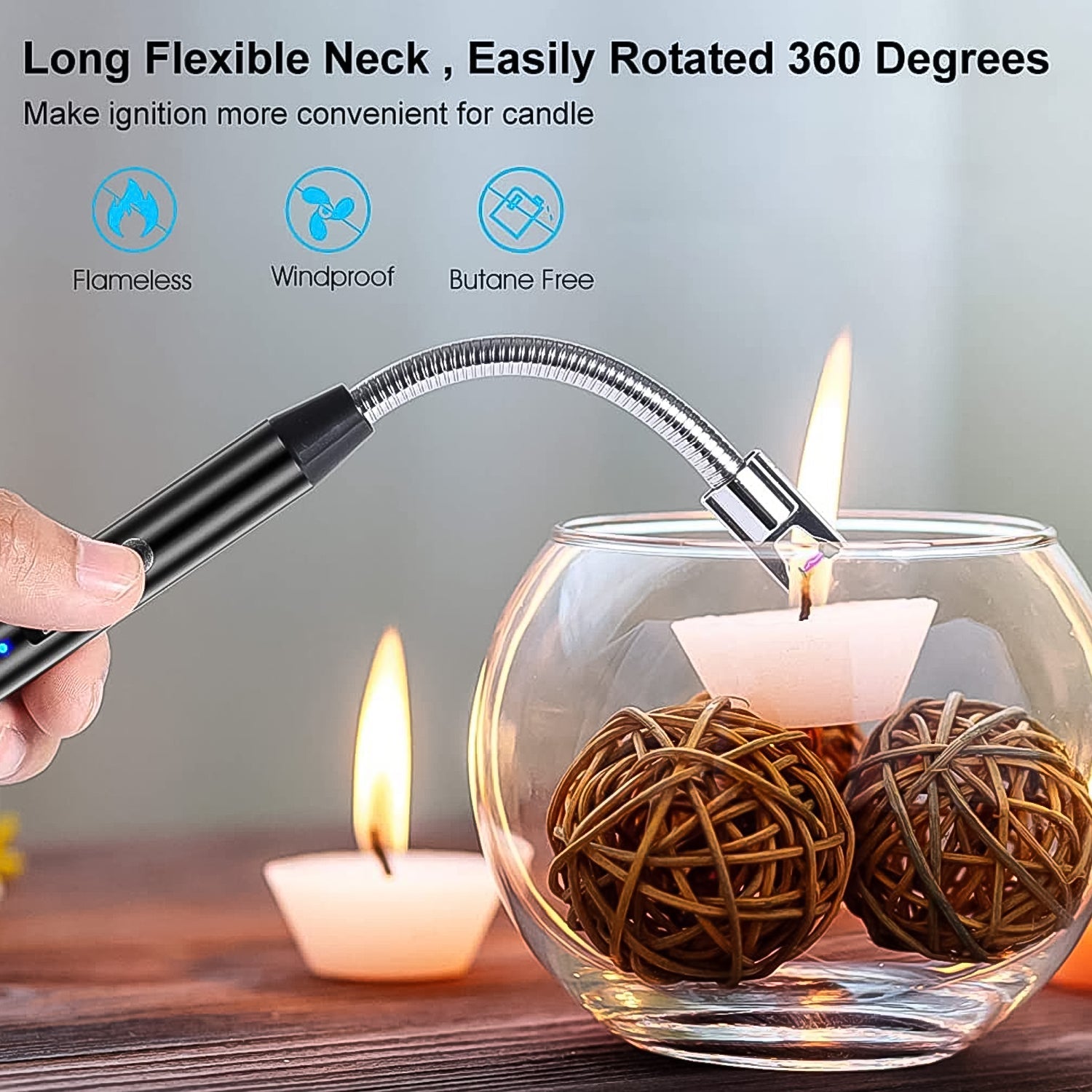 KLICKKART Long Flexible Electric Arc Usb Rechargeable Lighter