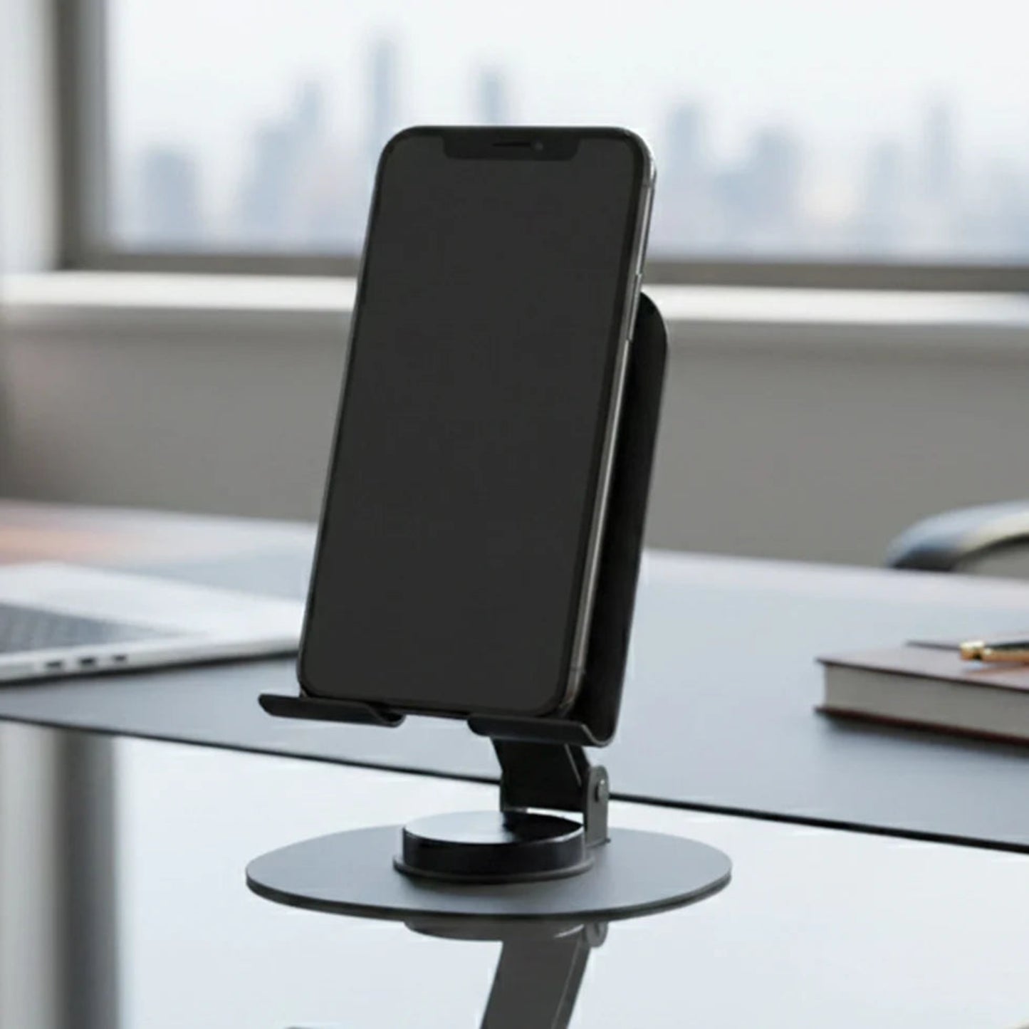 KLICKKART Foldable Metal Mobile Stand 360° Rotatable | Adjustable Height &amp; Angle | Heavy Base Phone Holder (1 Pc)