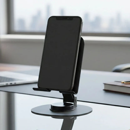 KLICKKART Foldable Metal Mobile Stand 360° Rotatable | Adjustable Height &amp; Angle | Heavy Base Phone Holder (1 Pc)