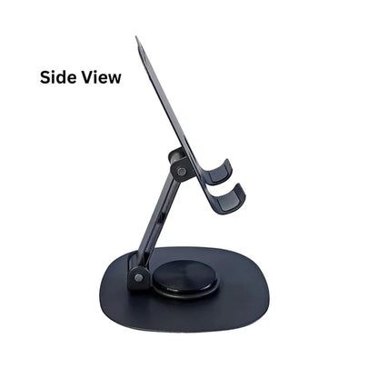 KLICKKART Foldable Metal Mobile Stand 360° Rotatable | Adjustable Height &amp; Angle | Heavy Base Phone Holder (1 Pc)