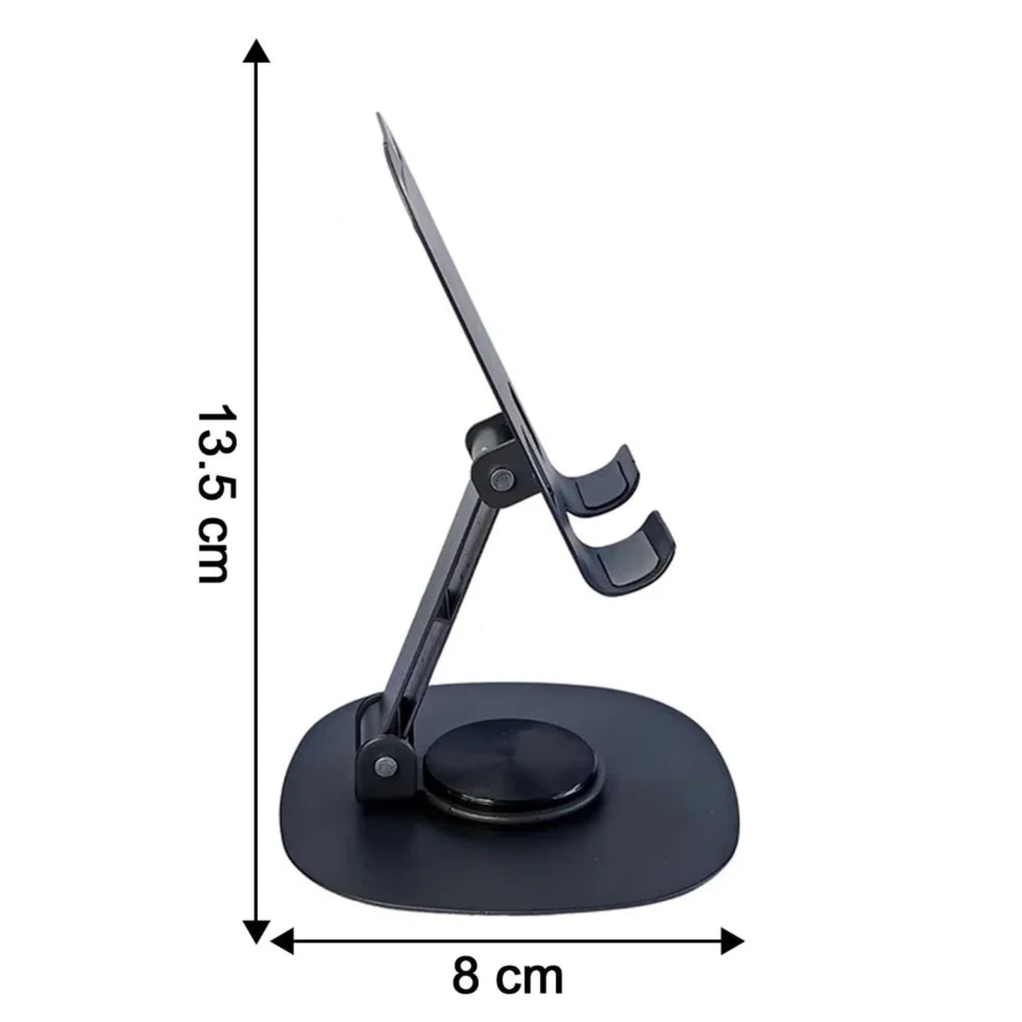 KLICKKART Foldable Metal Mobile Stand 360° Rotatable | Adjustable Height &amp; Angle | Heavy Base Phone Holder (1 Pc)