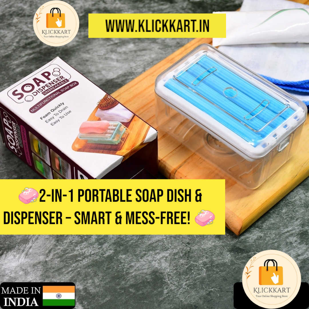 2-in-1 Portable Soap Dish  Soap Dispenser With Roller And Drain Holes Multifunctional Soap Holder Foaming Soap Bar Box For Home Kitchen Bathroom