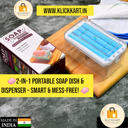 2-in-1 Portable Soap Dish  Soap Dispenser With Roller And Drain Holes Multifunctional Soap Holder Foaming Soap Bar Box For Home Kitchen Bathroom