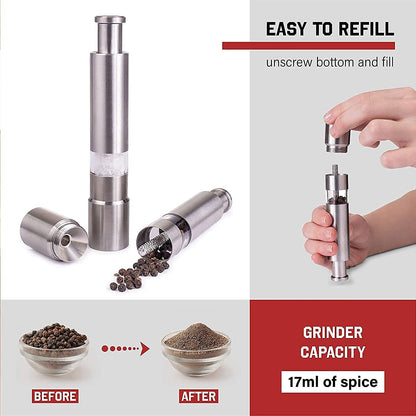 KLICKKART Stainless Steel Thumb Presser Salt And Pepper Grinder (1 Pc)