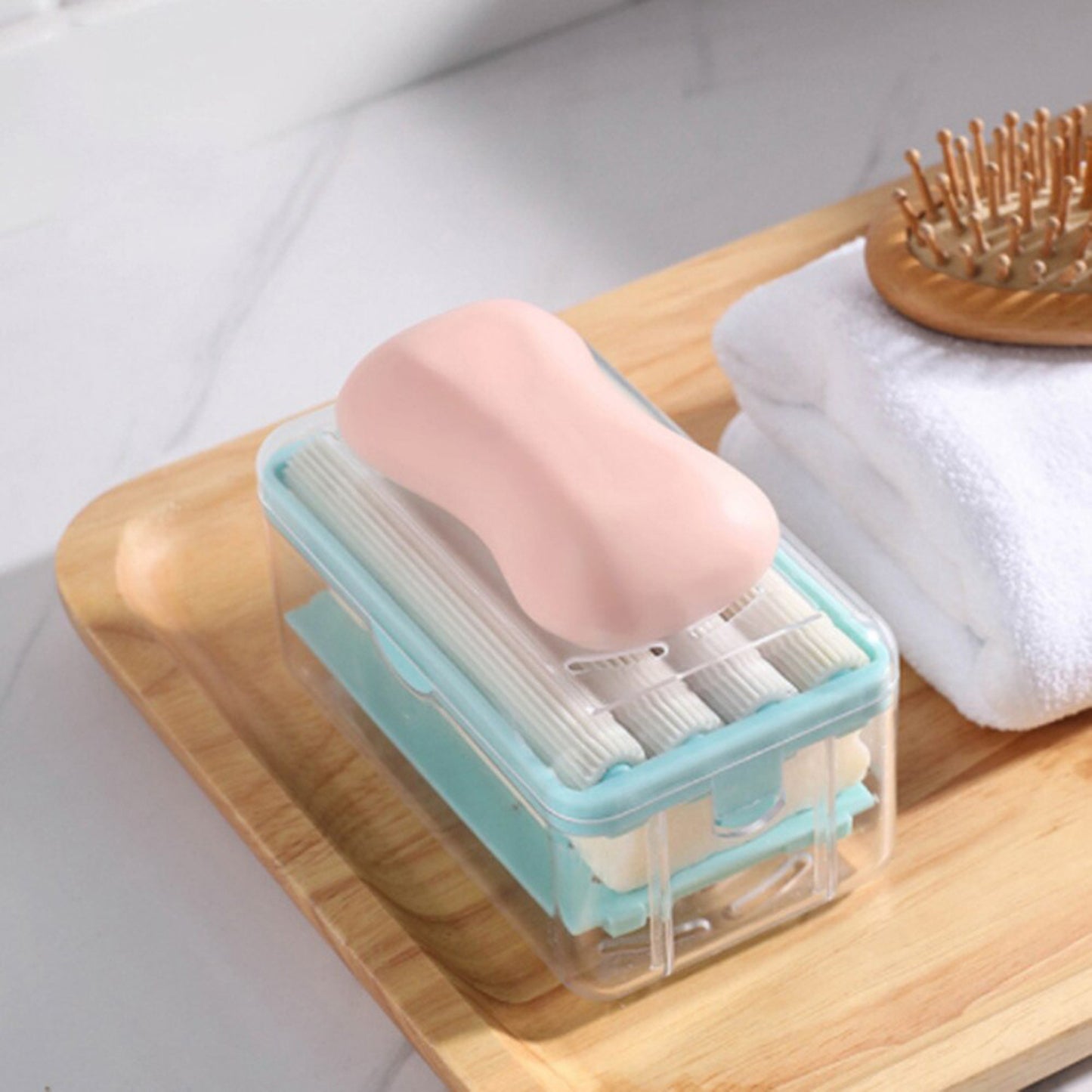 2-in-1 Portable Soap Dish  Soap Dispenser With Roller And Drain Holes Multifunctional Soap Holder Foaming Soap Bar Box For Home Kitchen Bathroom