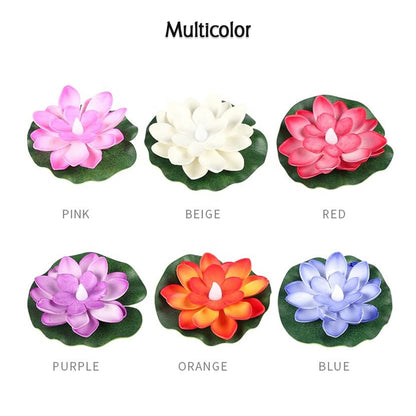 KLICKKART Water Floating Smokeless Candles  Lotus Flowers Sensor Led Tealight For Outdoor And Indoor Decoration - (Pack Of 6)