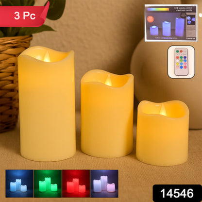 KLICKKART Premium 3 Piece Led Flameless Candle Set With Remote Control