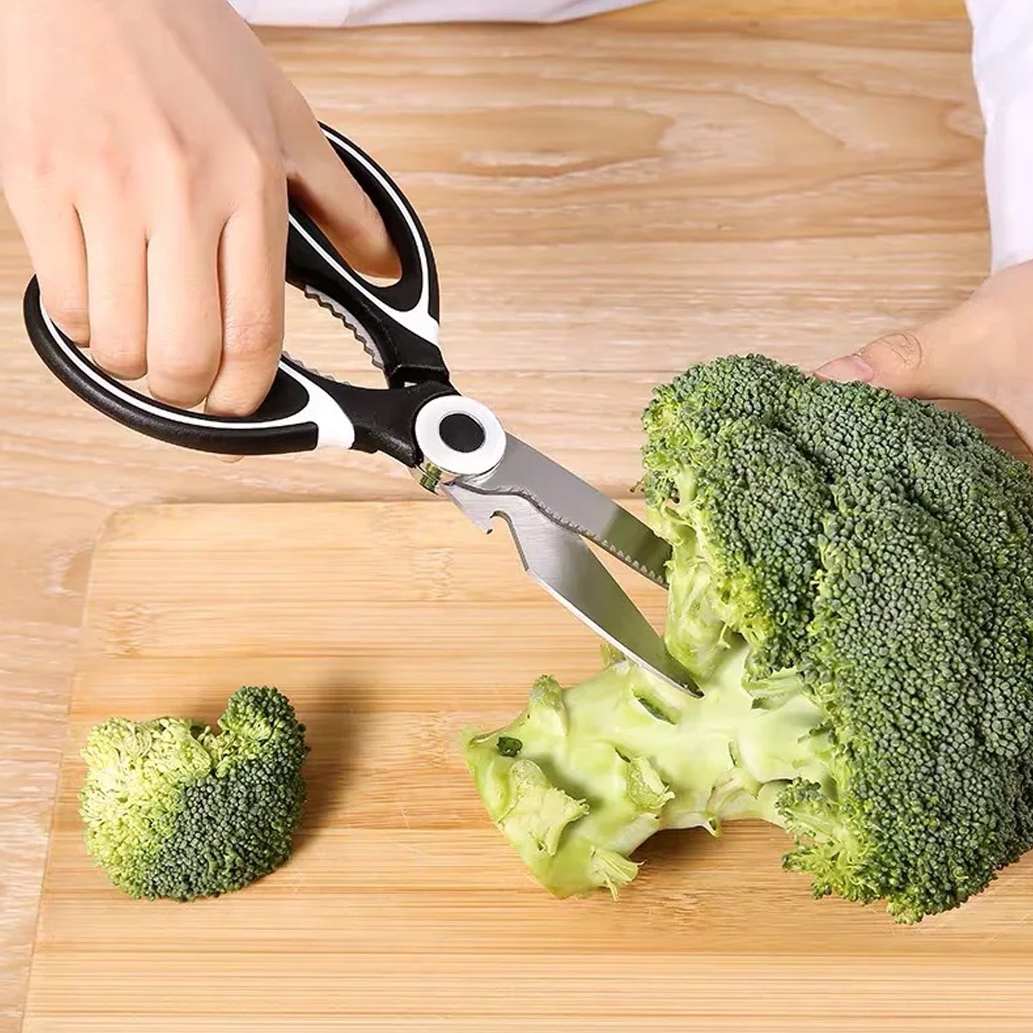 3 in 1 Multi-function Kitchen Stainless Steel Knife Scissor  for Household Vegetables Fruit Cheese Sea Food Meat Slices With Bottle Opener (1 Pc )