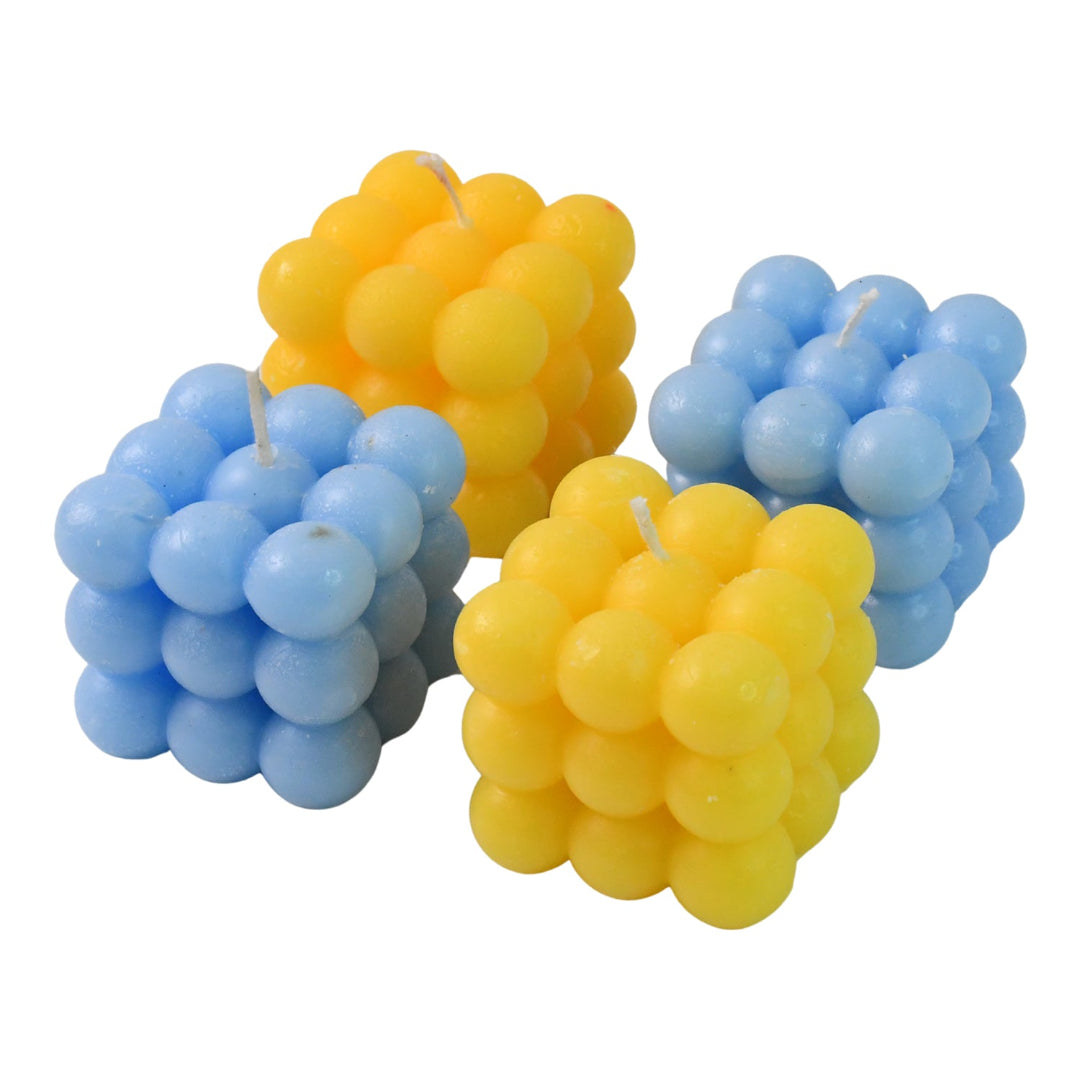 KLICKKART Colorful Cube Shaped Wax Candles (4 Pc)