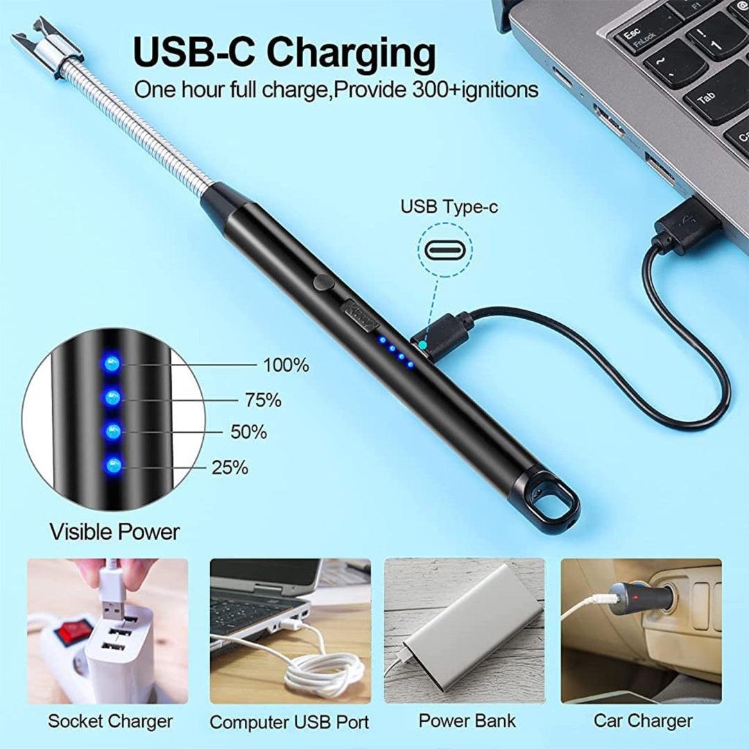 KLICKKART Long Flexible Electric Arc Usb Rechargeable Lighter