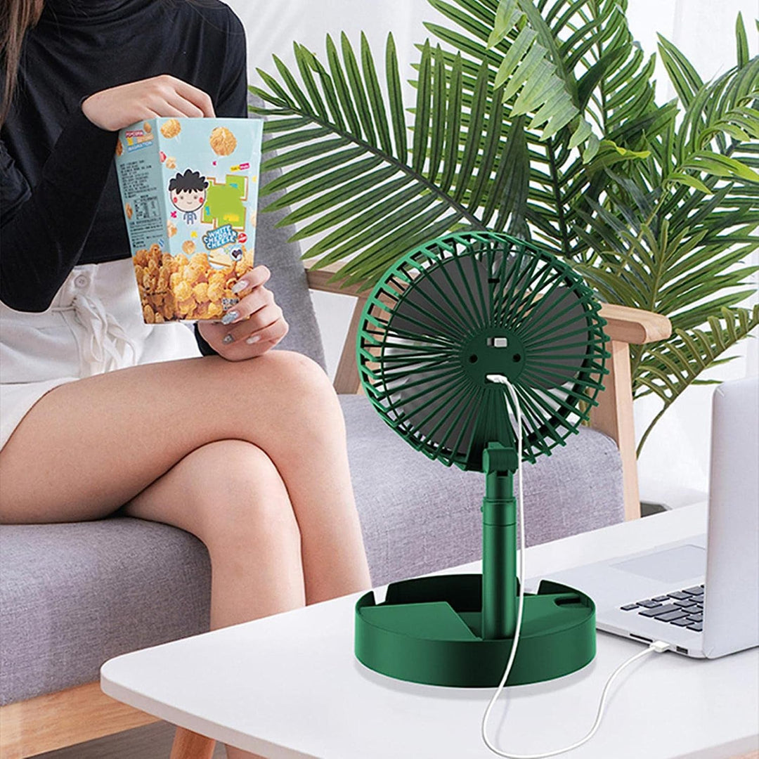 KLICKKART Telescopic Electric Desktop Fan Height Adjustable Foldable  Portable For Travelcarry  Silent Table Top Personal Fan For Bedside Office Table (Battery Not Include)